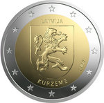 LATVIA: 2 € 2017 Kurzeme alueen vaakuna