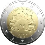 LATVIA: 2 € 2019 Vapensköld - Rising Sun