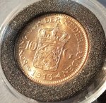 Нидерланды 1913 Королева Вильгельмина - золото 10 гульденов (0,900) 6,729 г