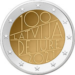 LETTLAND: 2 € 2021 De Iure 100 UNC